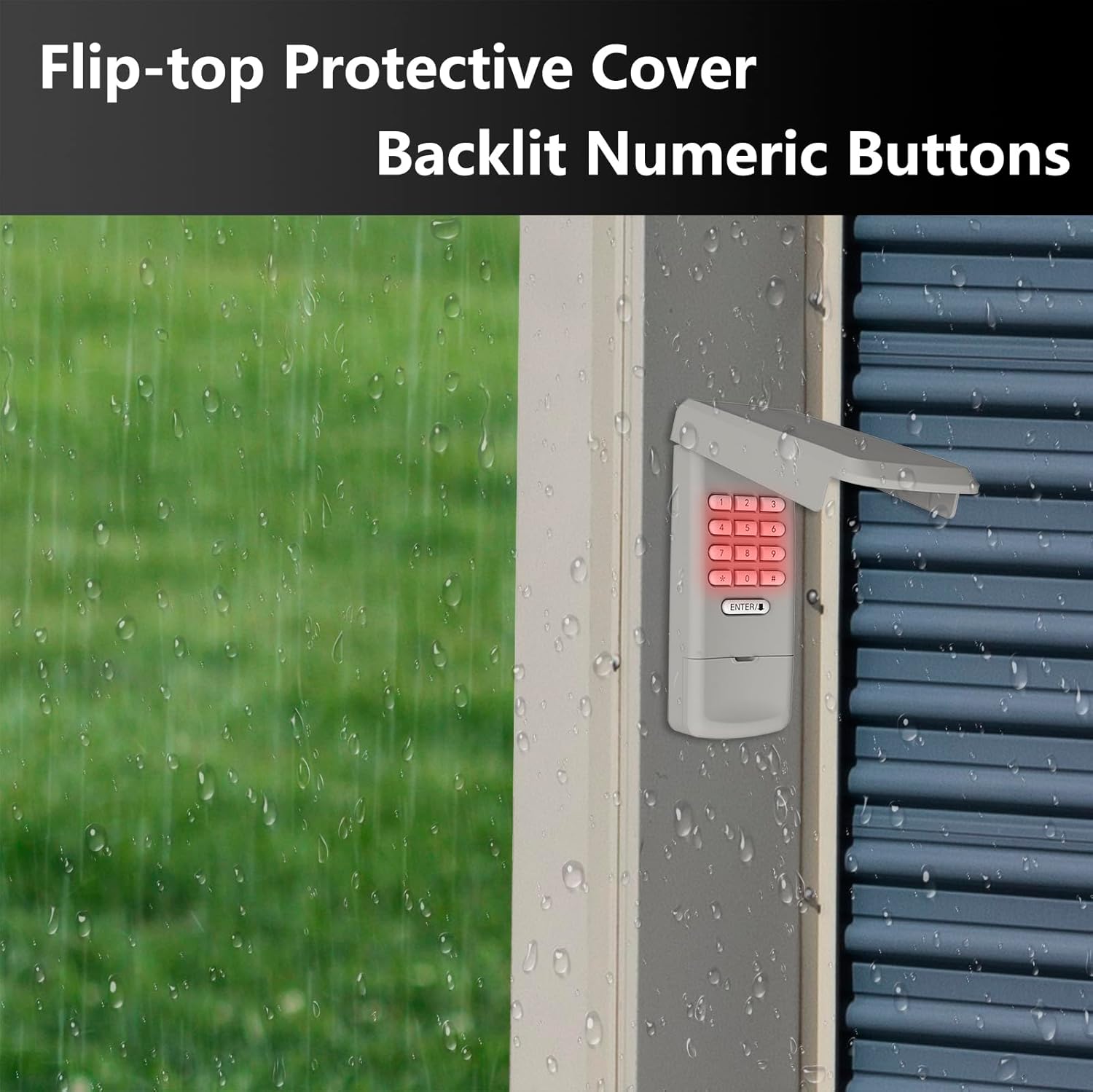 Gray BeanKOneal Universal Garage Door Opener Keypad - Compatible with Liftmaster, Chamberlain, Craftsman - Wireless Keypad Replacement - Purple Yellow Red Orange Green Learn Button