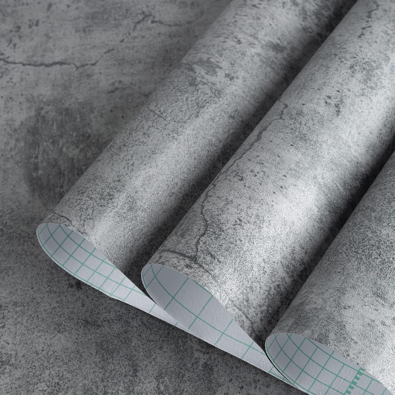 Gray Concrete Peel and Stick Wallpaper - 16x354 Inch Matte Contact Paper for Countertop, Waterproof Self Adhesive Furniture Stickers - Kitchen Decorative Vinyl Shelf Liner