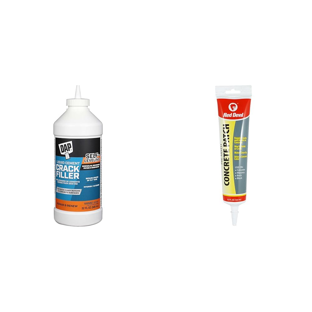 Gray Concrete Repair Kit: Liquid Cement Crack Filler & Concrete Patch - 1 Quart + 5.5 Oz