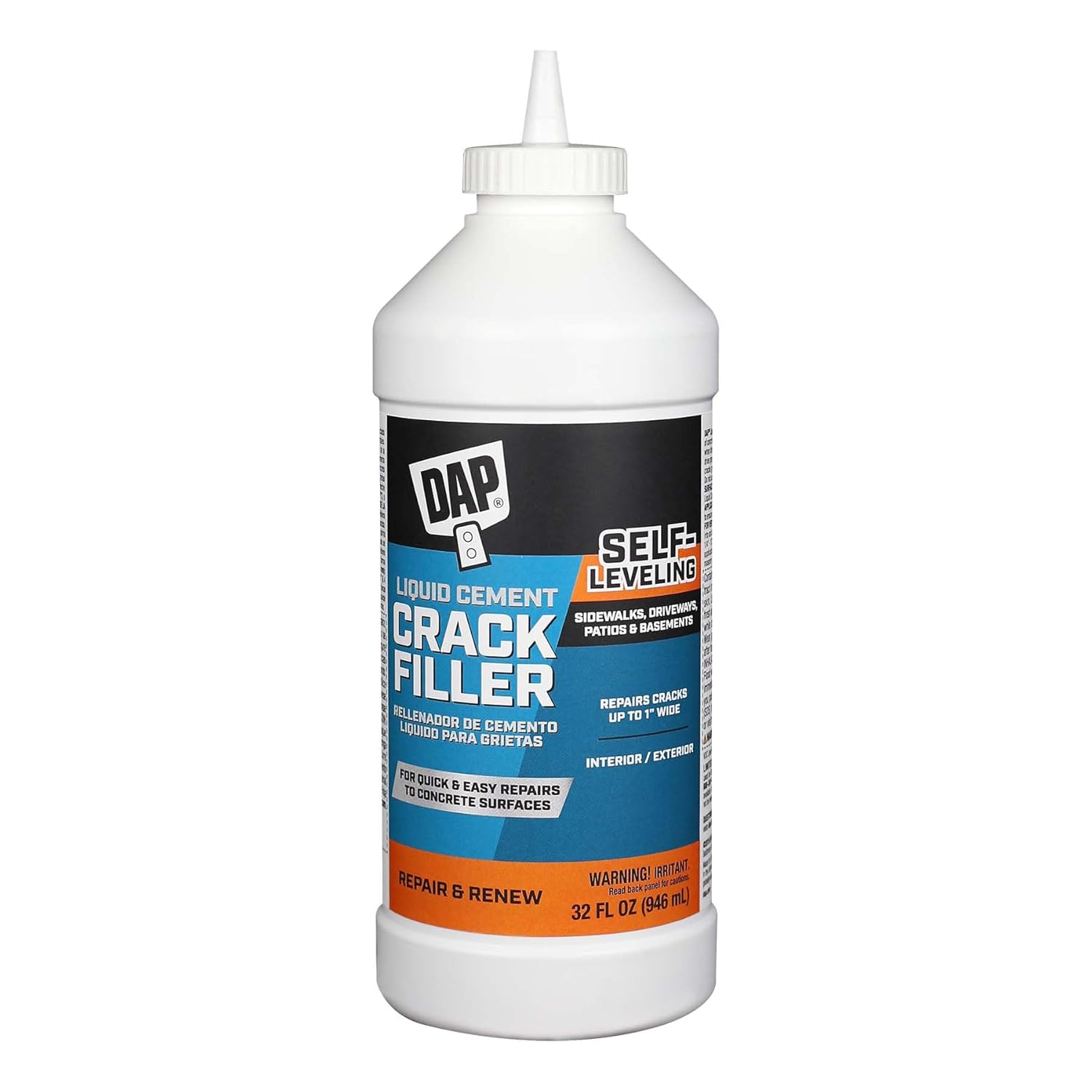 Gray Concrete Repair Kit: Liquid Cement Crack Filler & Concrete Patch - 1 Quart + 5.5 Oz