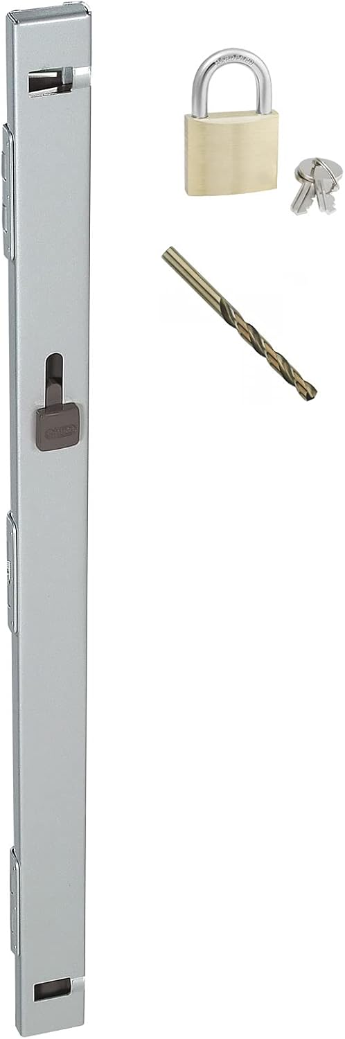 Gray Guardianite File Cabinet Locking Bar with Padlock and Cobalt Drill Bit - Fits 2 Drawer Cabinets