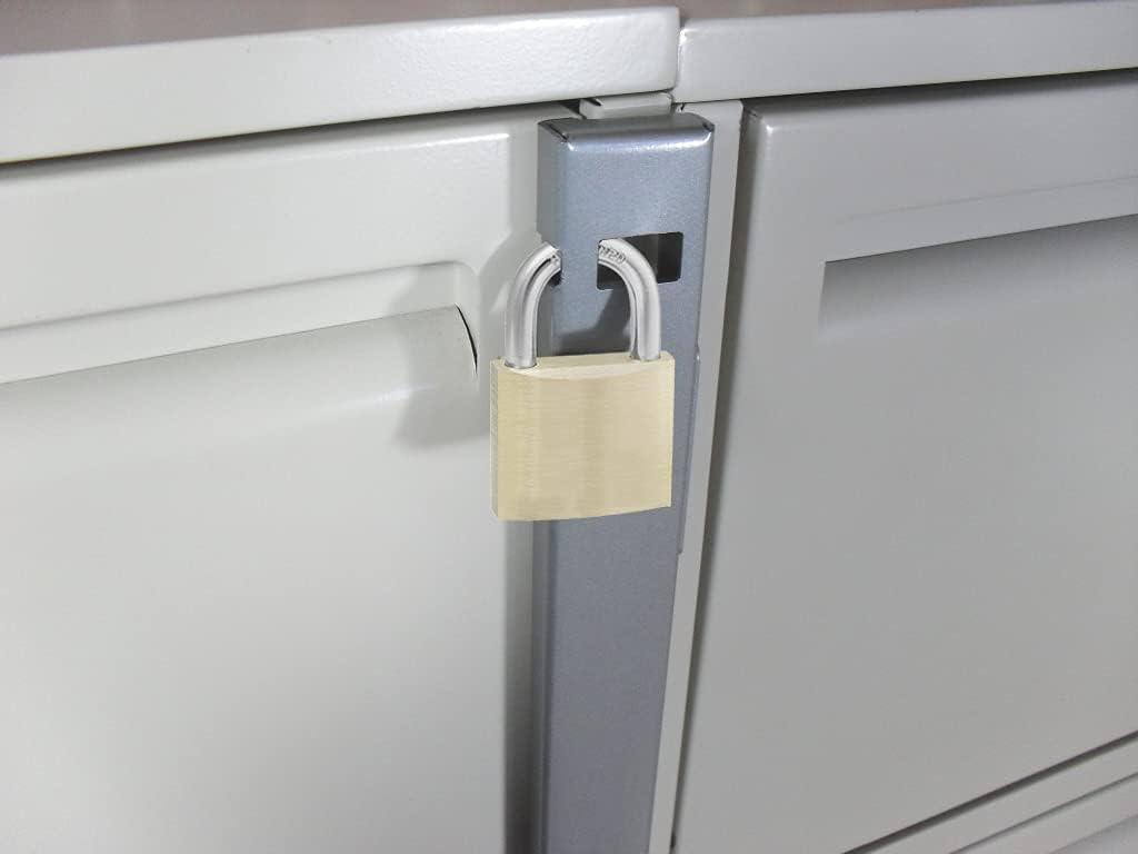 Gray Guardianite File Cabinet Locking Bar with Padlock and Cobalt Drill Bit - Fits 2 Drawer Cabinets