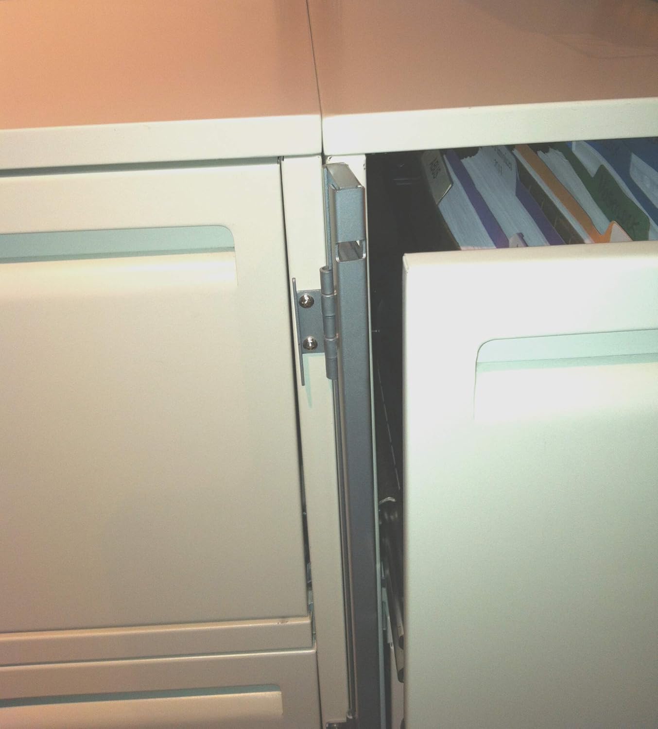 Gray Guardianite File Cabinet Locking Bar with Padlock and Cobalt Drill Bit - Fits 2 Drawer Cabinets