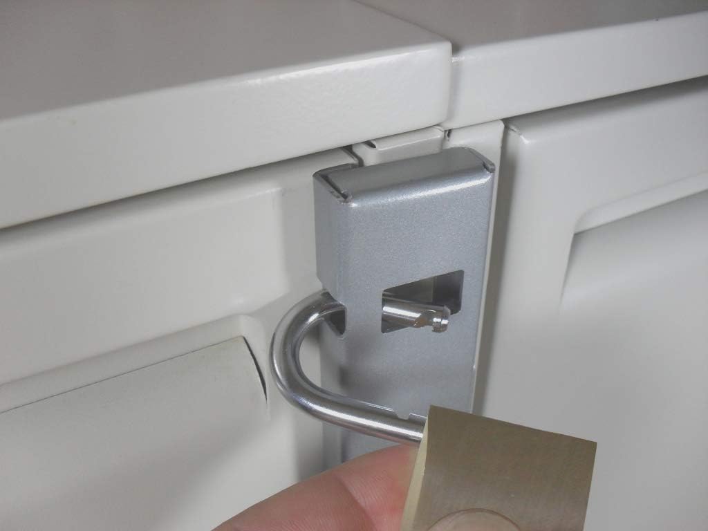 Gray Guardianite File Cabinet Locking Bar with Padlock and Cobalt Drill Bit - Fits 2 Drawer Cabinets