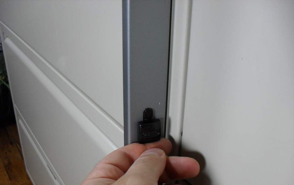Gray Guardianite File Cabinet Locking Bar with Padlock and Cobalt Drill Bit - Fits 2 Drawer Cabinets