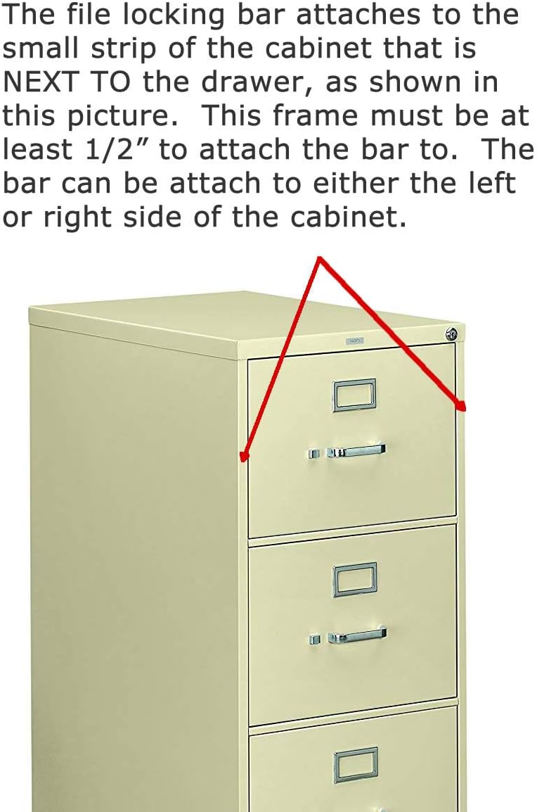 Gray Guardianite File Cabinet Locking Bar with Padlock and Cobalt Drill Bit - Fits 2 Drawer Cabinets