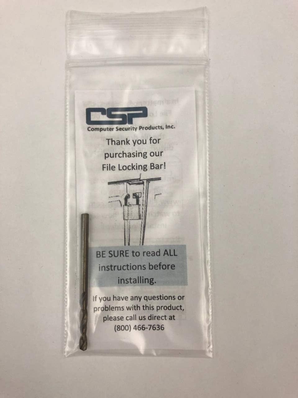 Gray Guardianite File Cabinet Locking Bar with Padlock and Cobalt Drill Bit - Fits 2 Drawer Cabinets