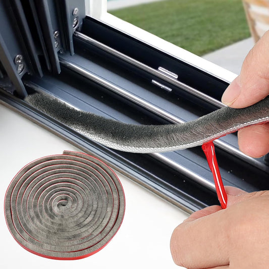 Gray Weather Stripping Door Seal Self-Adhesive Strip - 50 Ft Long, 0.35" Wide x 0.6" Thick - for Doors and Windows