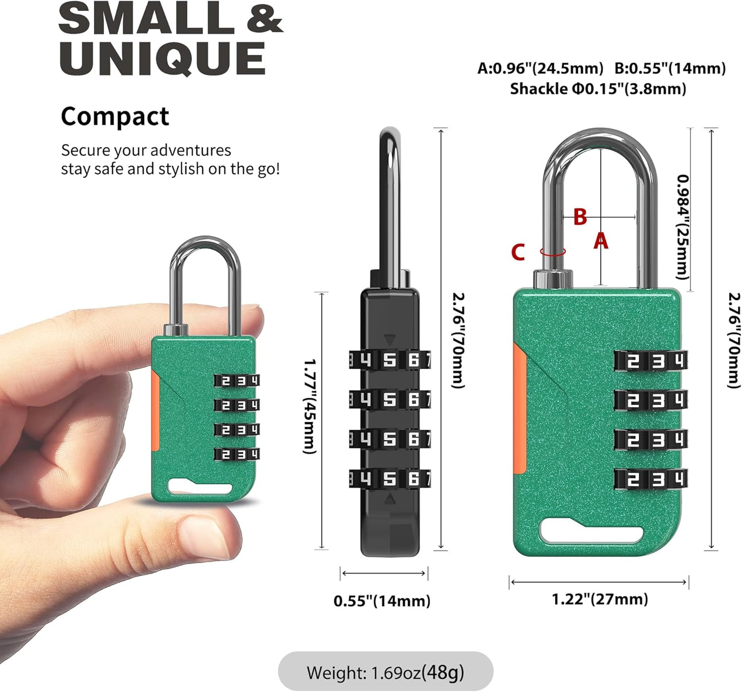 Green UP Security Retractable Cable Bike Lock with Theft Protection - Compact Helmet Lock and Padlock Combination for Convenient Security