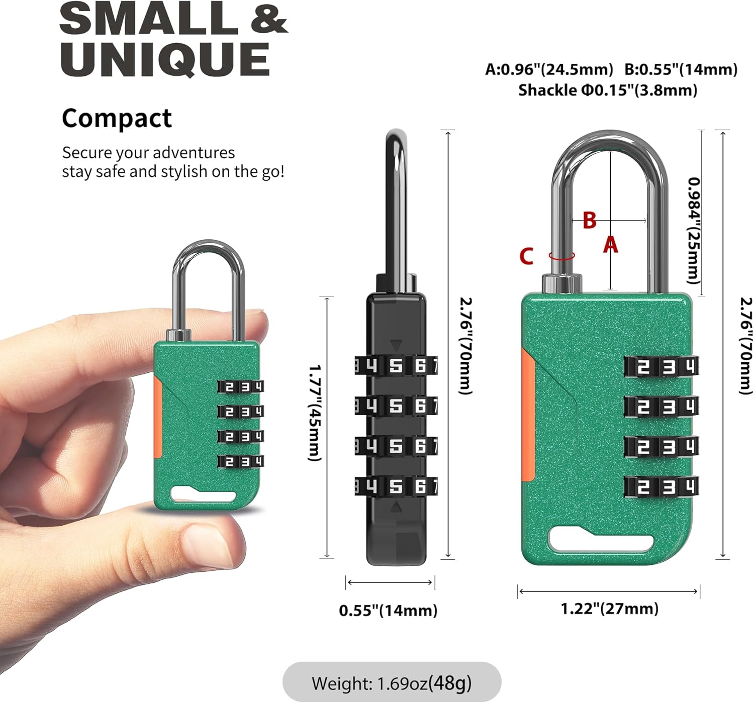 Green UP Security Retractable Cable Bike Lock with Theft Protection - Compact Helmet Lock and Padlock Combination for Convenient Security