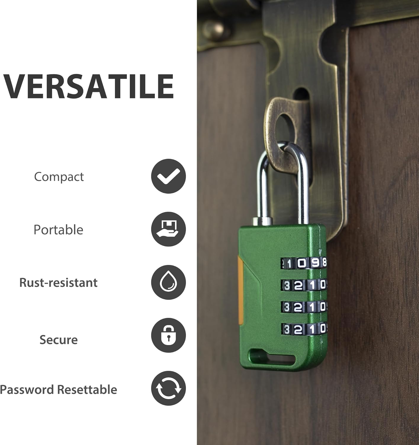 Green UP Security Retractable Cable Bike Lock with Theft Protection - Compact Helmet Lock and Padlock Combination for Convenient Security