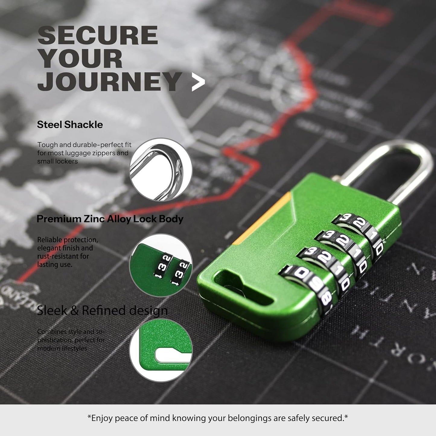 Green UP Security Retractable Cable Bike Lock with Theft Protection - Compact Helmet Lock and Padlock Combination for Convenient Security