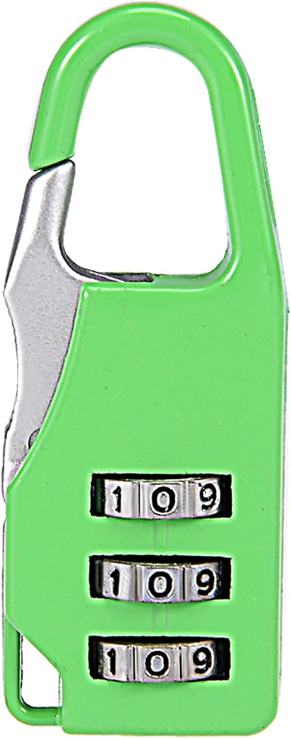 Green Zinc Alloy 3 Digit Combination Padlock for Gym Gate Sports Locker - Resettable Code Combo Lock for Indoor Outdoor Use (3.5mm)
