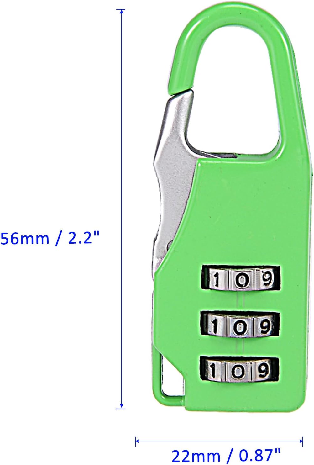 Green Zinc Alloy 3 Digit Combination Padlock for Gym Gate Sports Locker - Resettable Code Combo Lock for Indoor Outdoor Use (3.5mm)