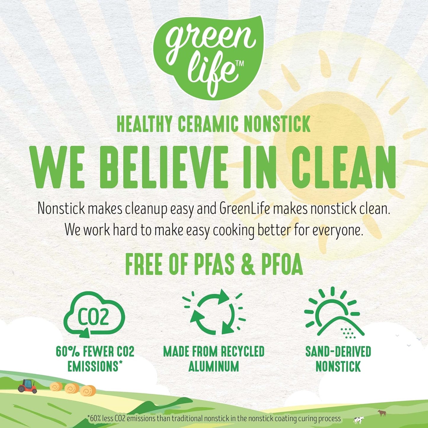 GreenLife 13" Frying Pan Skillet with Helper Handle, PFAS-Free & Dishwasher Safe - Turquoise Diamond Ceramic Nonstick