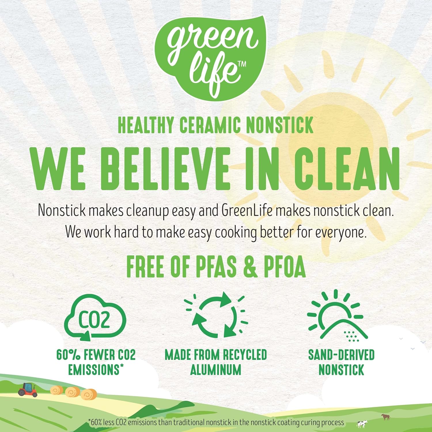 GreenLife 13" Frying Pan Skillet with Helper Handle, PFAS-Free & Dishwasher Safe - Turquoise Diamond Ceramic Nonstick