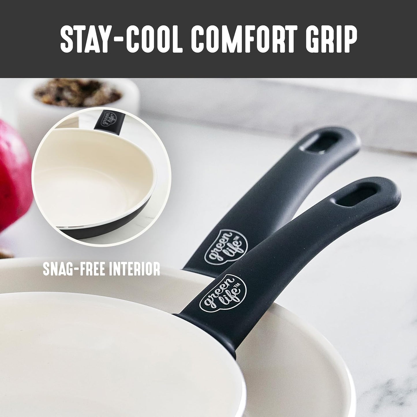 GreenLife Soft Grip 8-Piece Cookware Set with PFAS-Free Ceramic Nonstick Coating, Glass Lids, Stay-Cool Handles - Dishwasher & Oven Safe