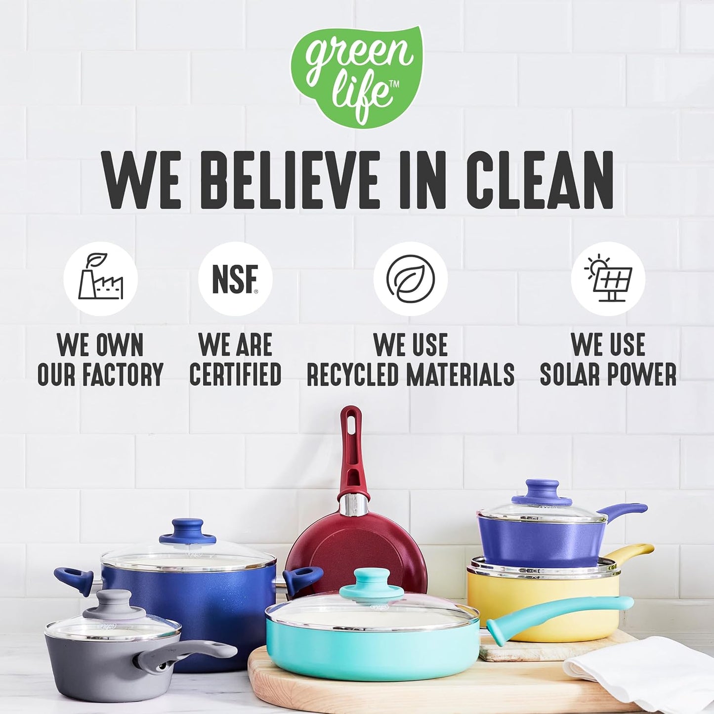 GreenLife Soft Grip Ceramic Nonstick Cookware Set - 8 Piece, PFAS-Free, Non-Toxic, with Glass Lids, Utensils, Stay-Cool Handles - Black, Dishwasher & Oven Safe