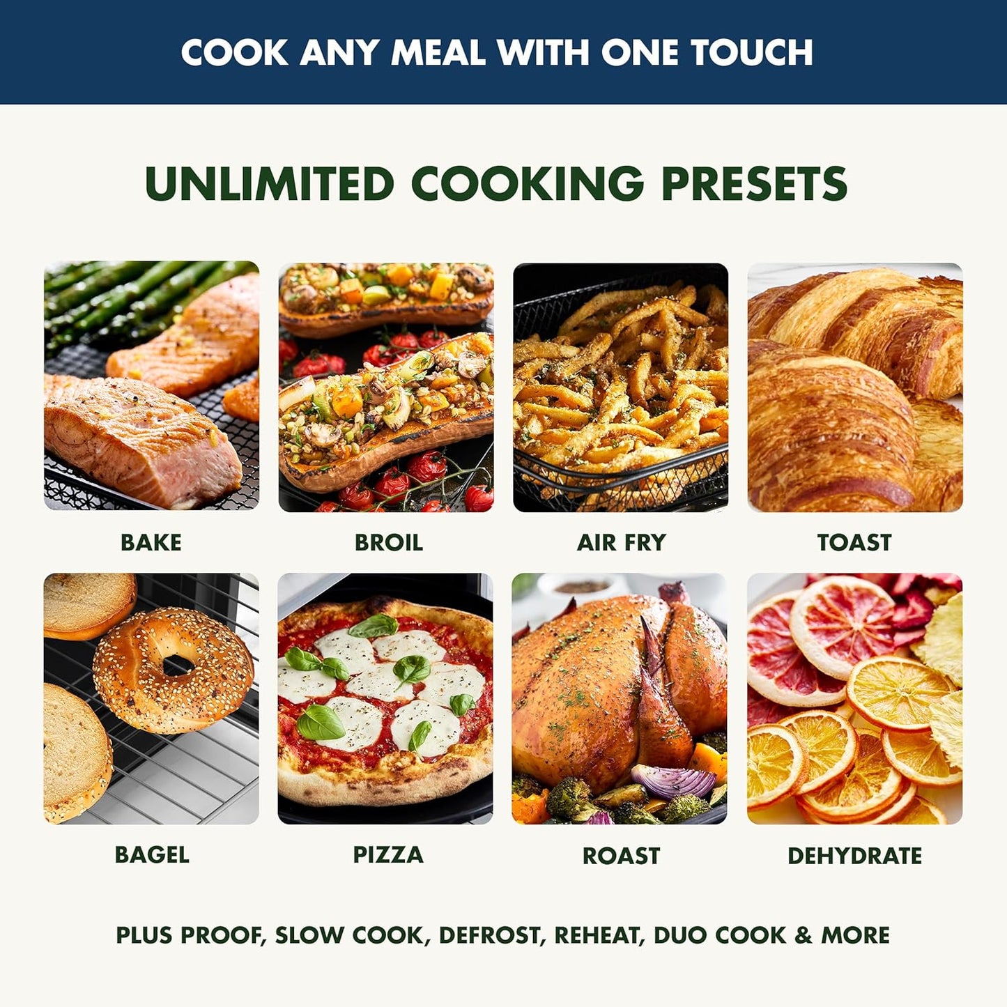 GreenPan 13-in-1 Elite Countertop Convection Oven with Air Fryer, PFAS-Free Ceramic Tray, Adjustable Racks, Multifunction Presets, Toaster, Bake, Broil, Roast, Proof, Dehydrate - Oxford Blue