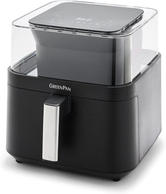 GreenPan Clearview 7QT Air Fryer with Clear Window, PFAS-Free Ceramic Nonstick, 13 Presets, Keep Warm, Dishwasher Safe