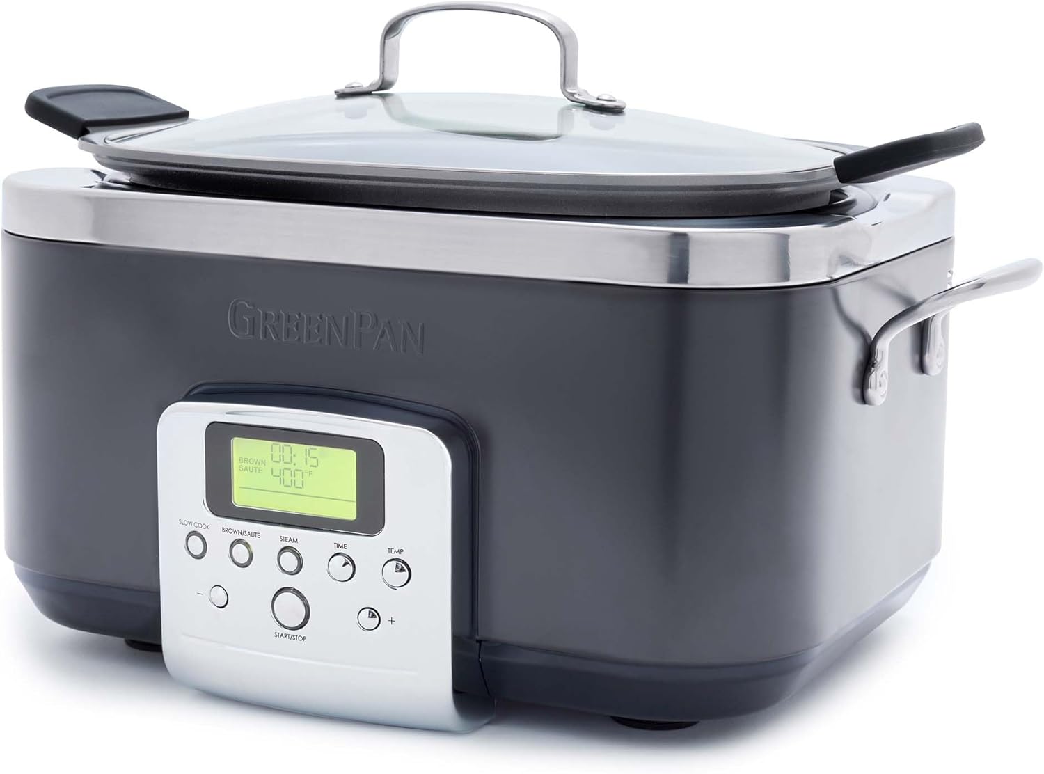 GreenPan Elite 8-in-1 Programmable 6QT Electric Slow Cooker with PFAS-Free Ceramic Nonstick Coating, Graphite