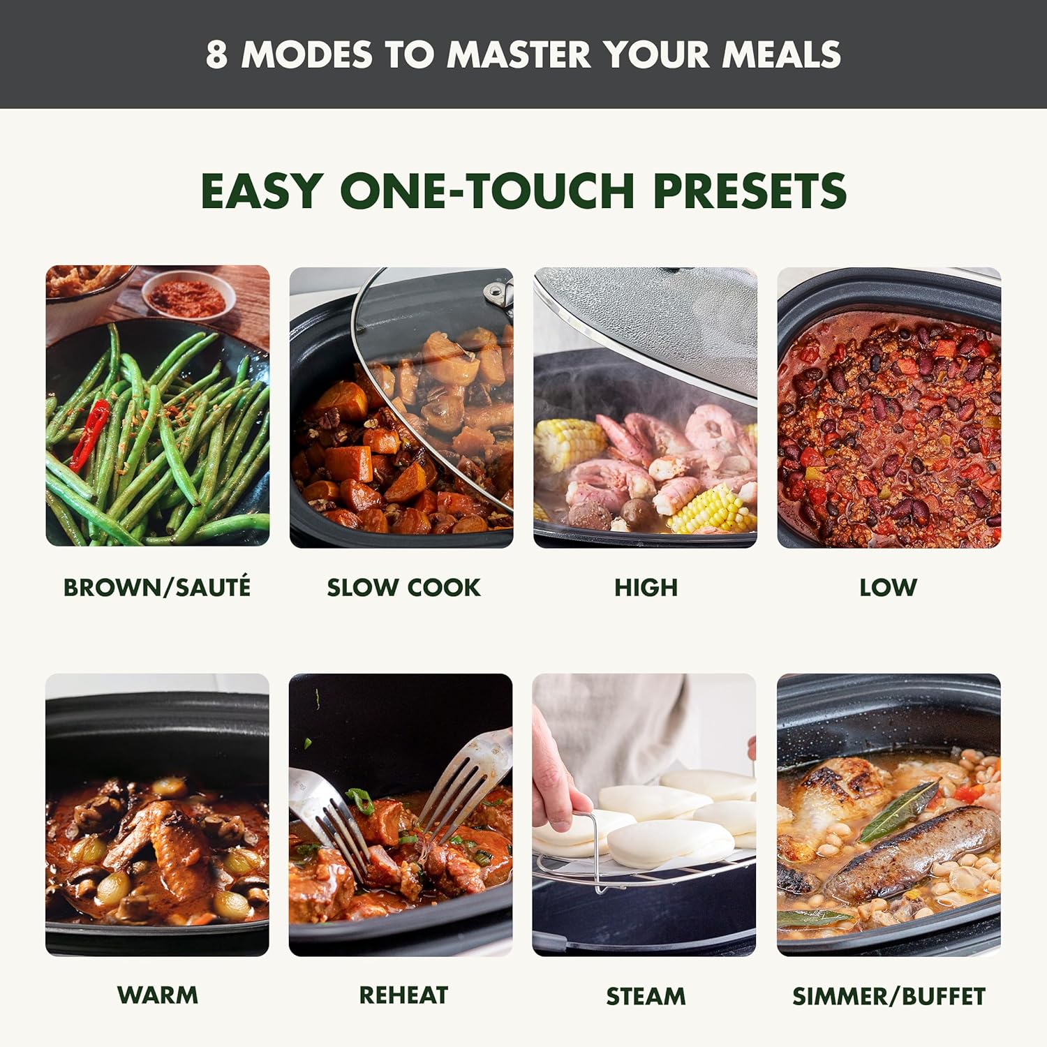 GreenPan Elite 8-in-1 Programmable 6QT Electric Slow Cooker with PFAS-Free Ceramic Nonstick Coating, Graphite