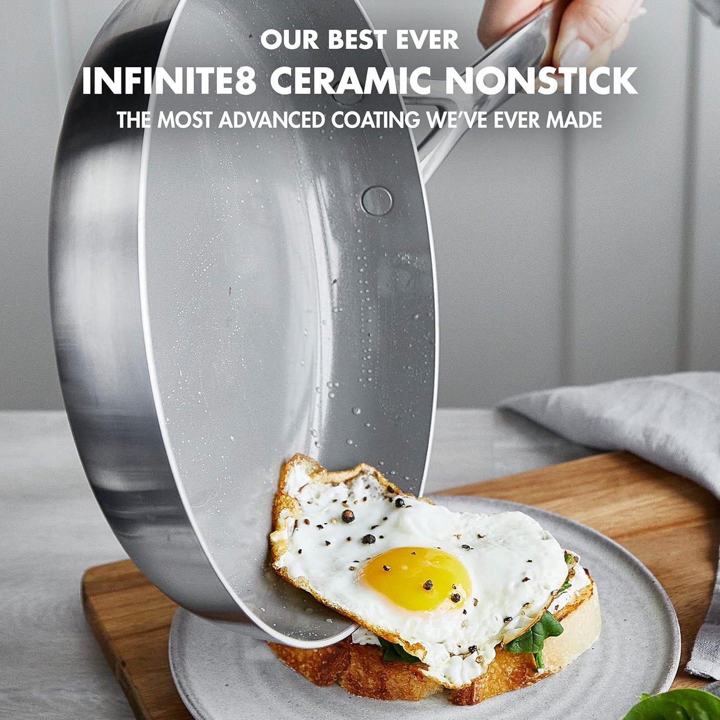 GreenPan GP5 Vista Stainless Steel Frying Pan Skillet Set - 3 Piece Cookware with Healthy PFAS-Free Nonstick Coating - Induction Safe