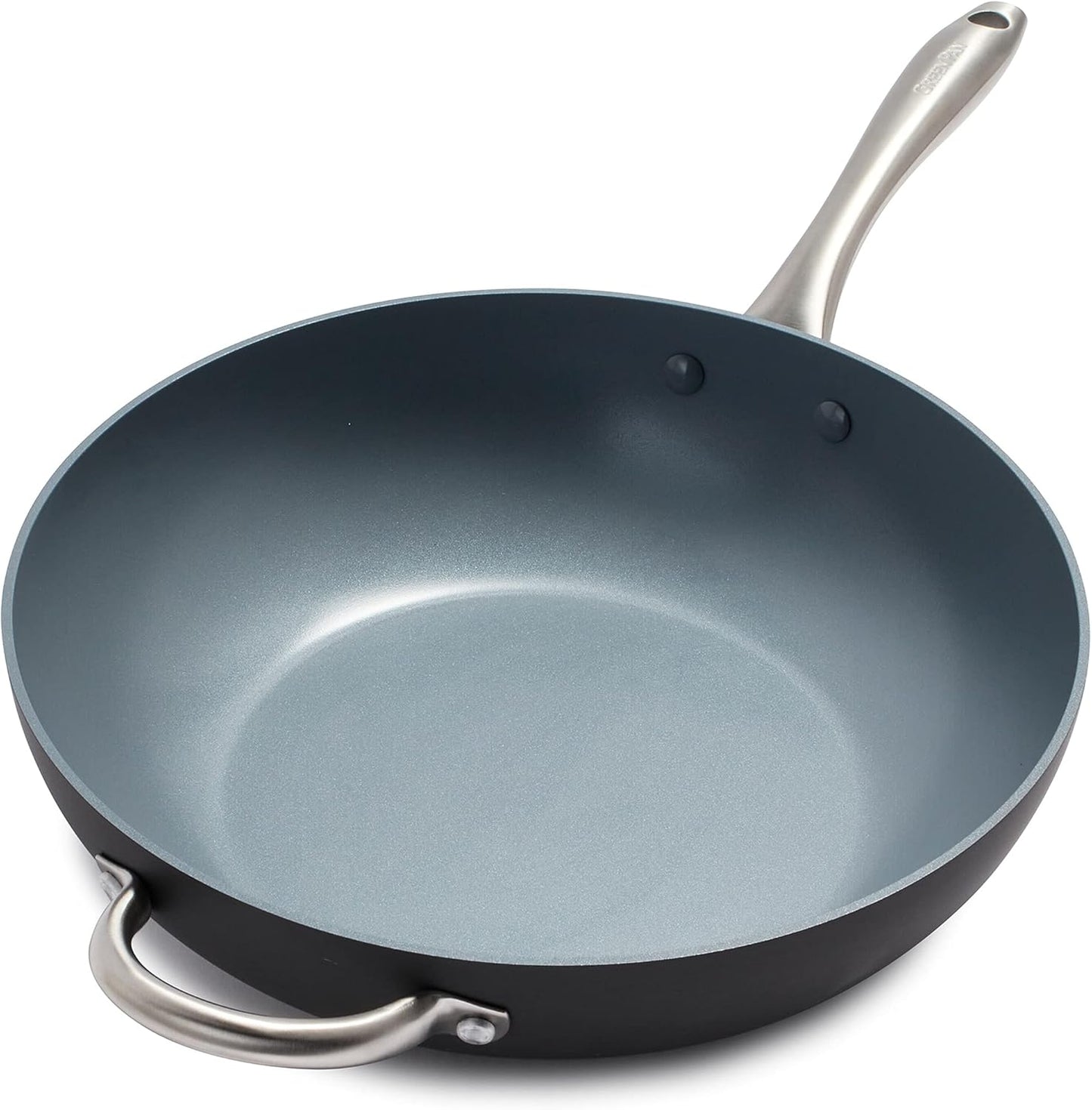 GreenPan Lima Hard Anodized Ceramic Nonstick Wok Pan - 12.5", PFAS-Free, Oven Safe - Gray Color