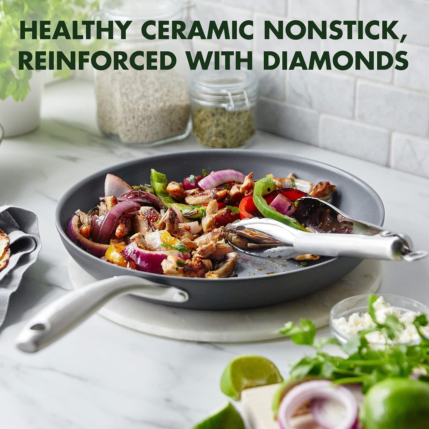 GreenPan Lima Hard Anodized Ceramic Nonstick Wok Pan - 12.5", PFAS-Free, Oven Safe - Gray Color