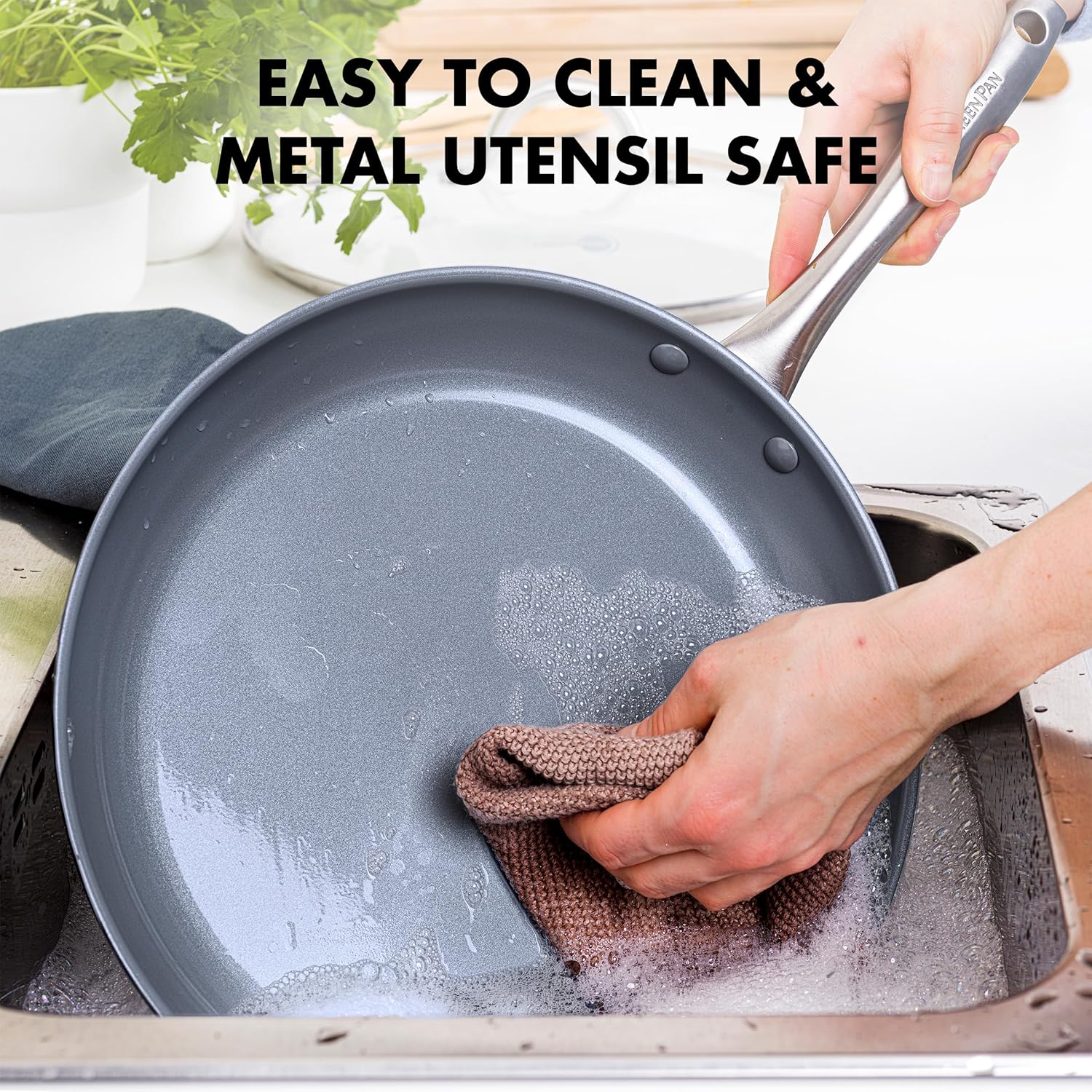 GreenPan Lima Hard Anodized Ceramic Nonstick Wok Pan - 12.5", PFAS-Free, Oven Safe - Gray Color