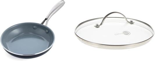 GreenPan Swift Healthy Ceramic Nonstick 8" Frying Pan Skillet with Glass Lid - PFAS-Free Stainless Steel Handle, Dishwasher & Oven Safe