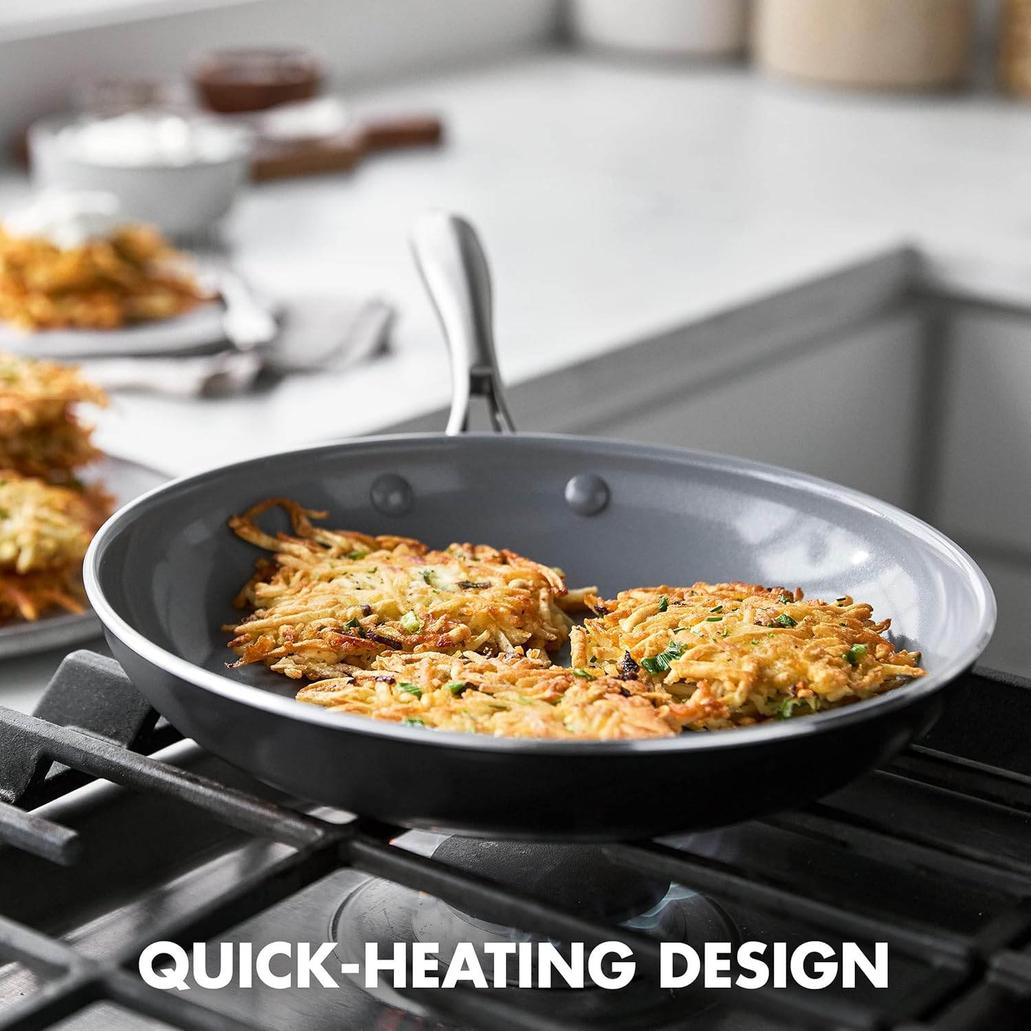 GreenPan Swift Healthy Ceramic Nonstick 8" Frying Pan Skillet with Glass Lid - PFAS-Free Stainless Steel Handle, Dishwasher & Oven Safe