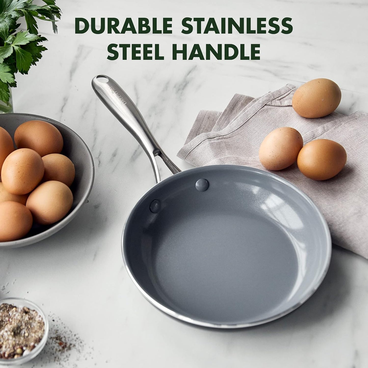 GreenPan Swift Healthy Ceramic Nonstick 8" Frying Pan Skillet with Glass Lid - PFAS-Free Stainless Steel Handle, Dishwasher & Oven Safe