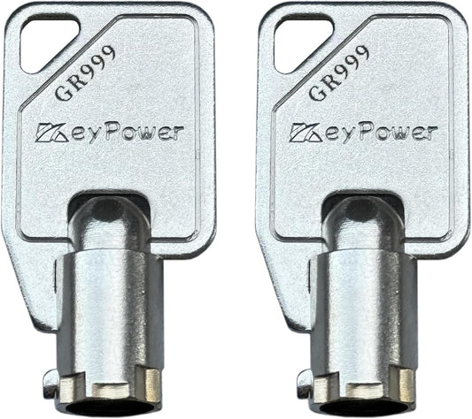 Greenwald Commercial Washer Tubular Key Set - Compatible with Maytag, Whirlpool, Speed Queen, ESD Locks - KeyPower Keys GR999 (2 Keys)