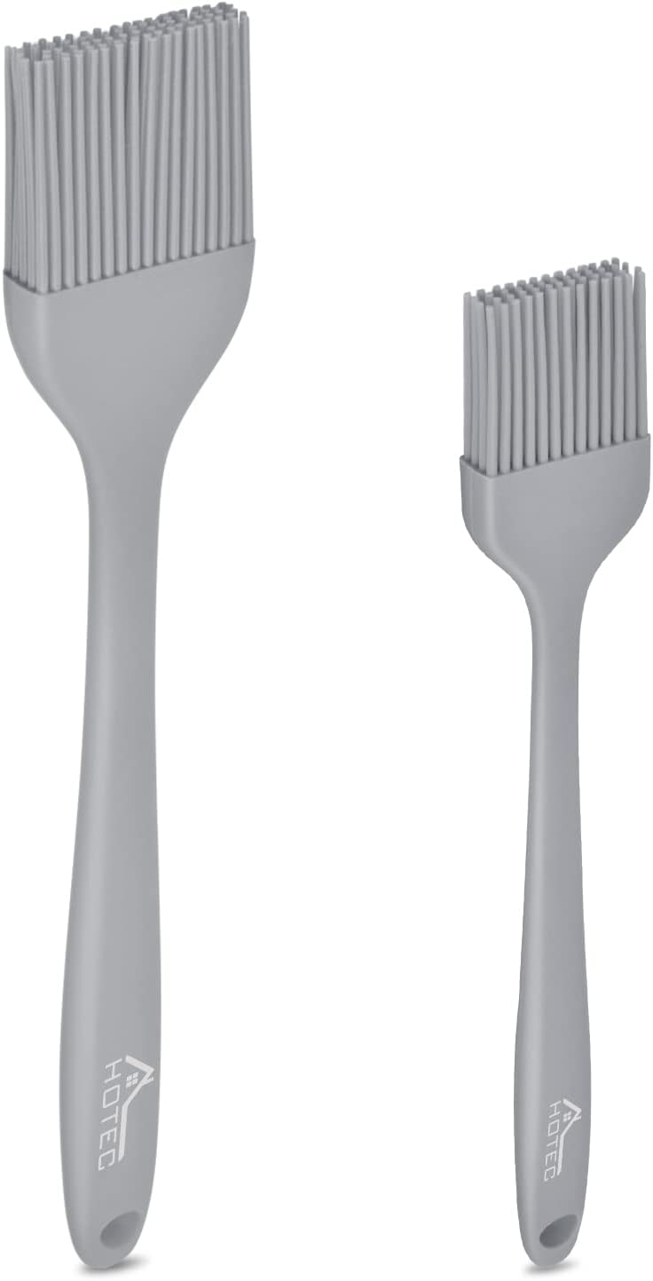 Grey Silicone Basting Brushes Heat Resistant for BBQ Grill Baking - Set of 2, BPA Free & Dishwasher Safe