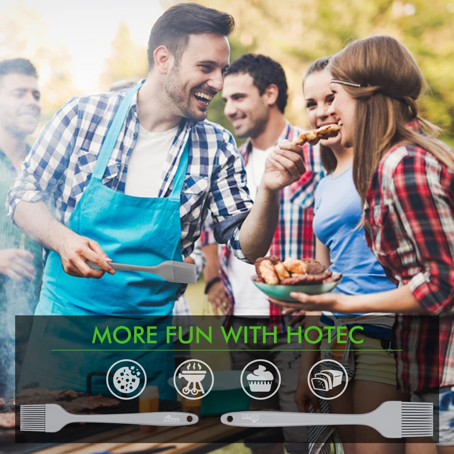 Grey Silicone Basting Brushes Heat Resistant for BBQ Grill Baking - Set of 2, BPA Free & Dishwasher Safe