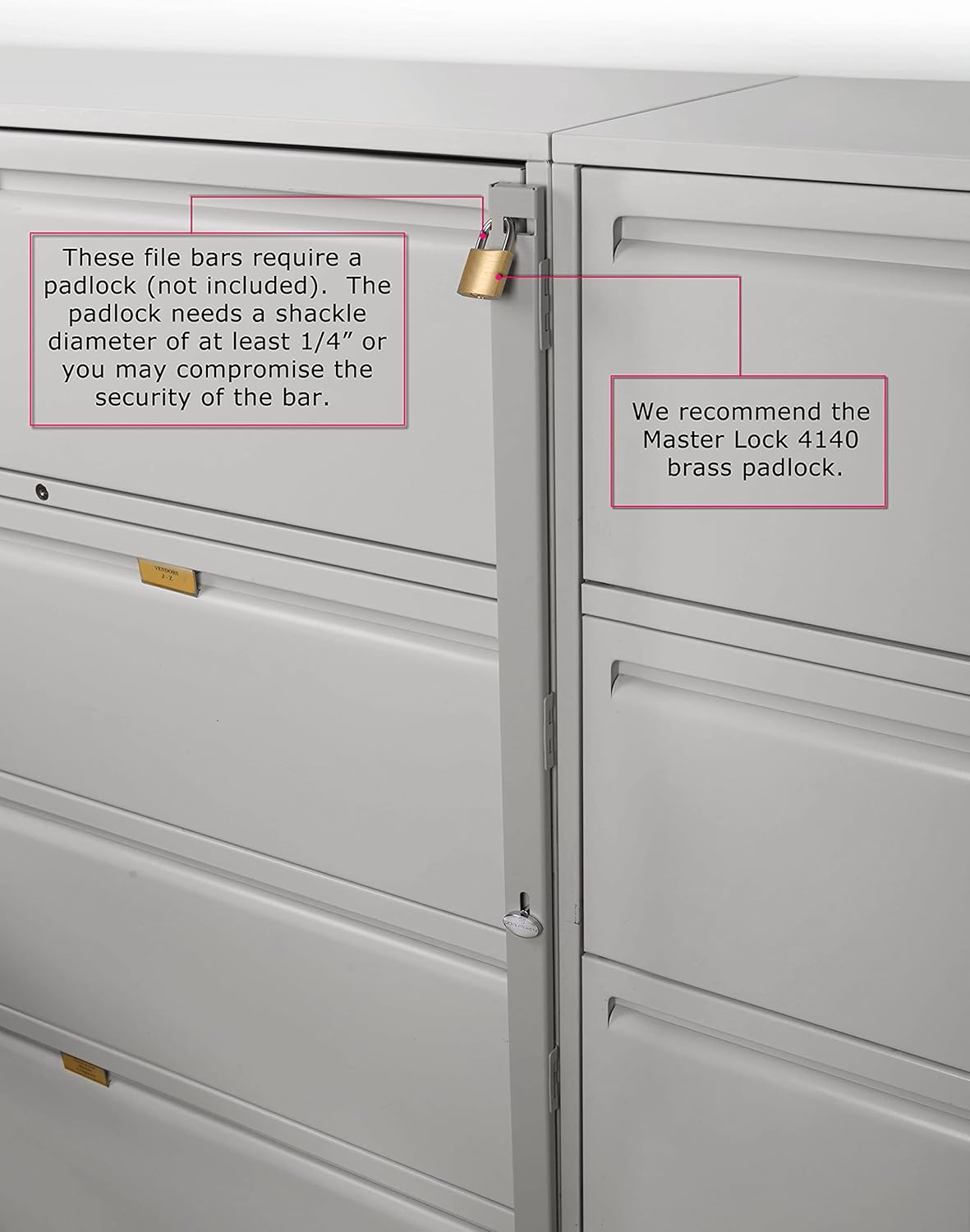 Guardianite 4 Drawer File Cabinet Locking Bar with Cobalt Drill Bit - Beige Color