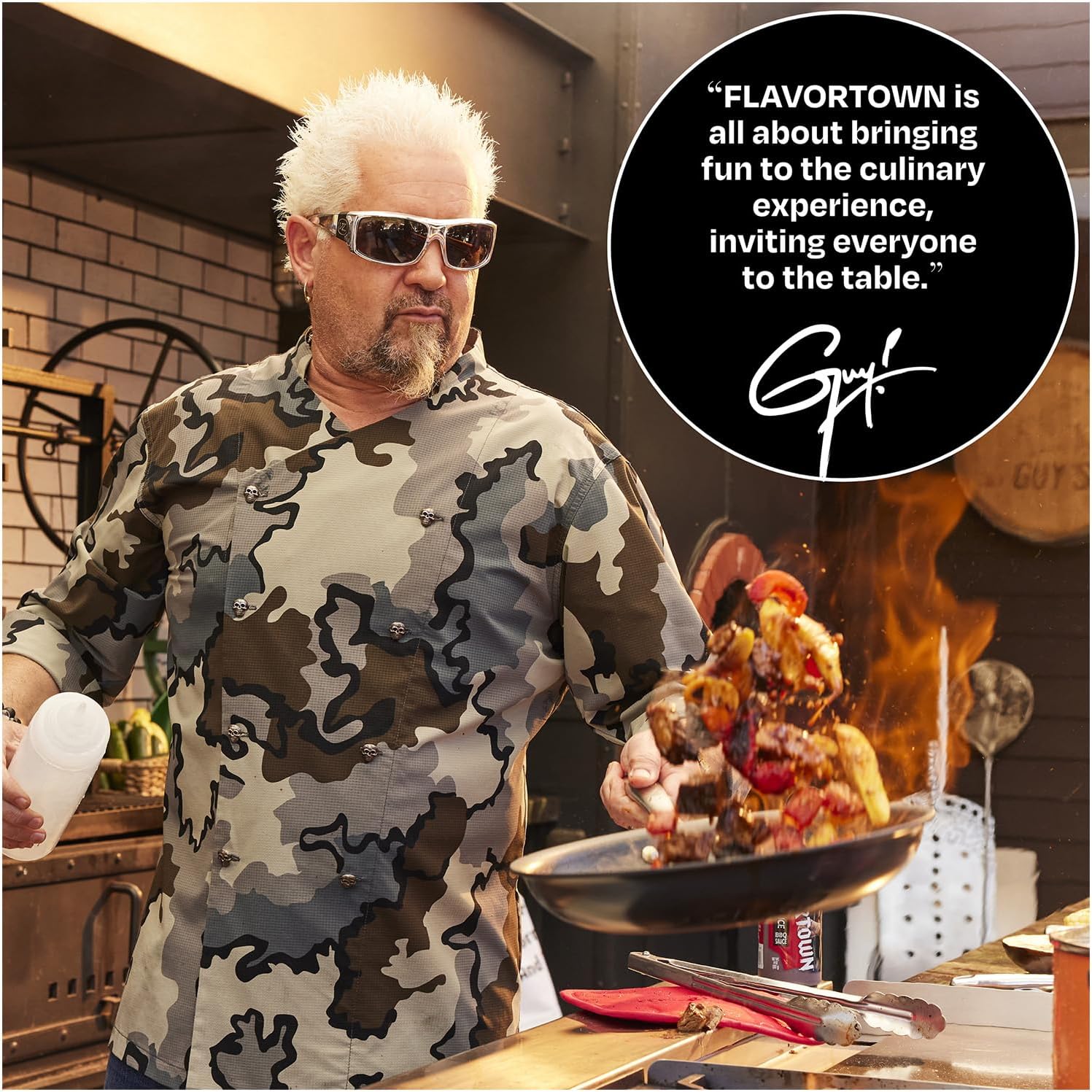 Guy Fieri Flavortown Laser Titanium 12” Fry Pan w/ Lid - Non-stick Cookware, PFAS, PTFE, PFOA Free, 3x Durable, Dishwasher & Oven Safe