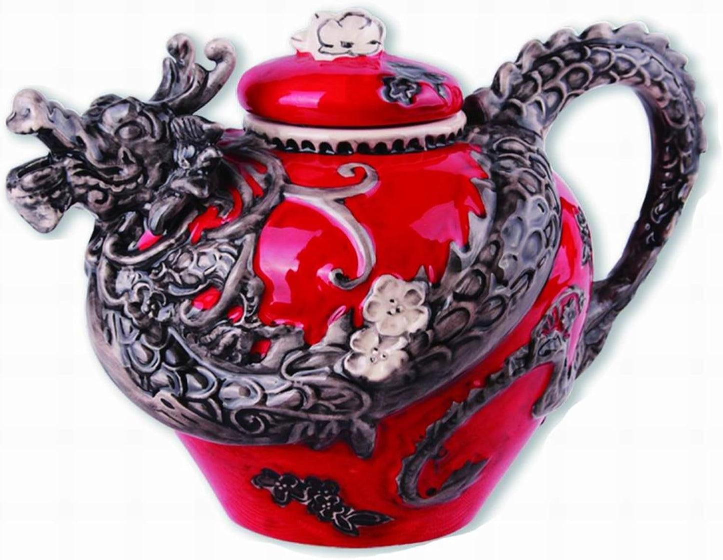 Handcrafted Blue Sky Ceramics Red Dragon Teapot: Unique Tea Kettle for Tea Lovers and Collectors