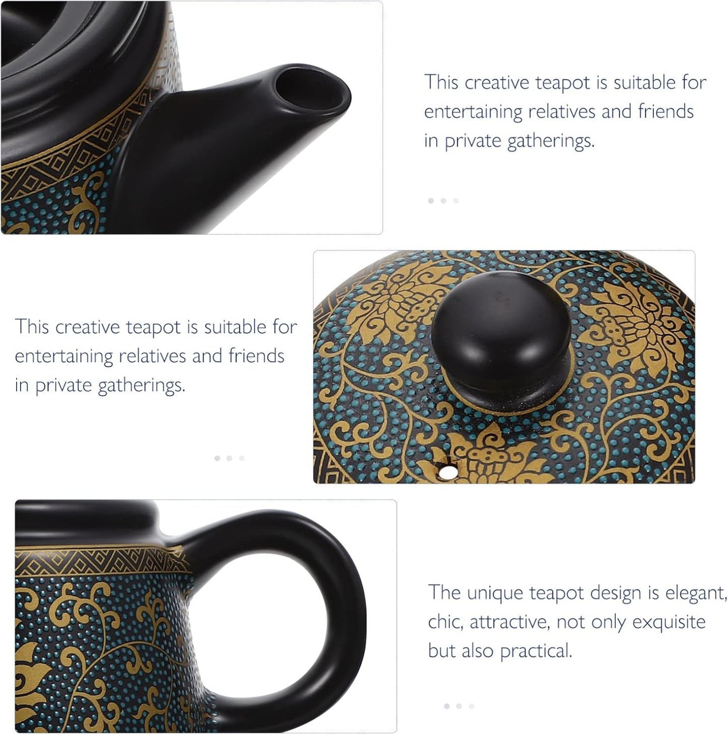 Handheld Ceramic Tea Kettle with Exquisite Decor - ULTNICE Tea Maker Pot for Hot Tea