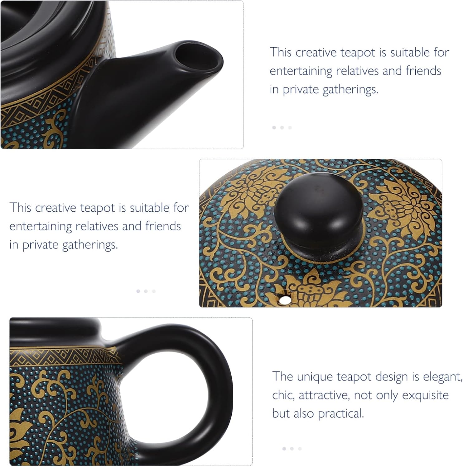 Handheld Ceramic Tea Kettle with Exquisite Decor - ULTNICE Tea Maker Pot for Hot Tea