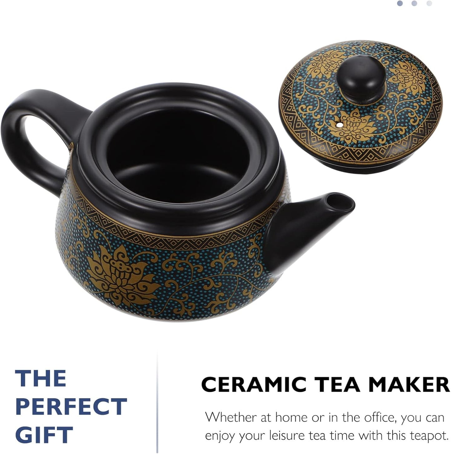 Handheld Ceramic Tea Kettle with Exquisite Decor - ULTNICE Tea Maker Pot for Hot Tea