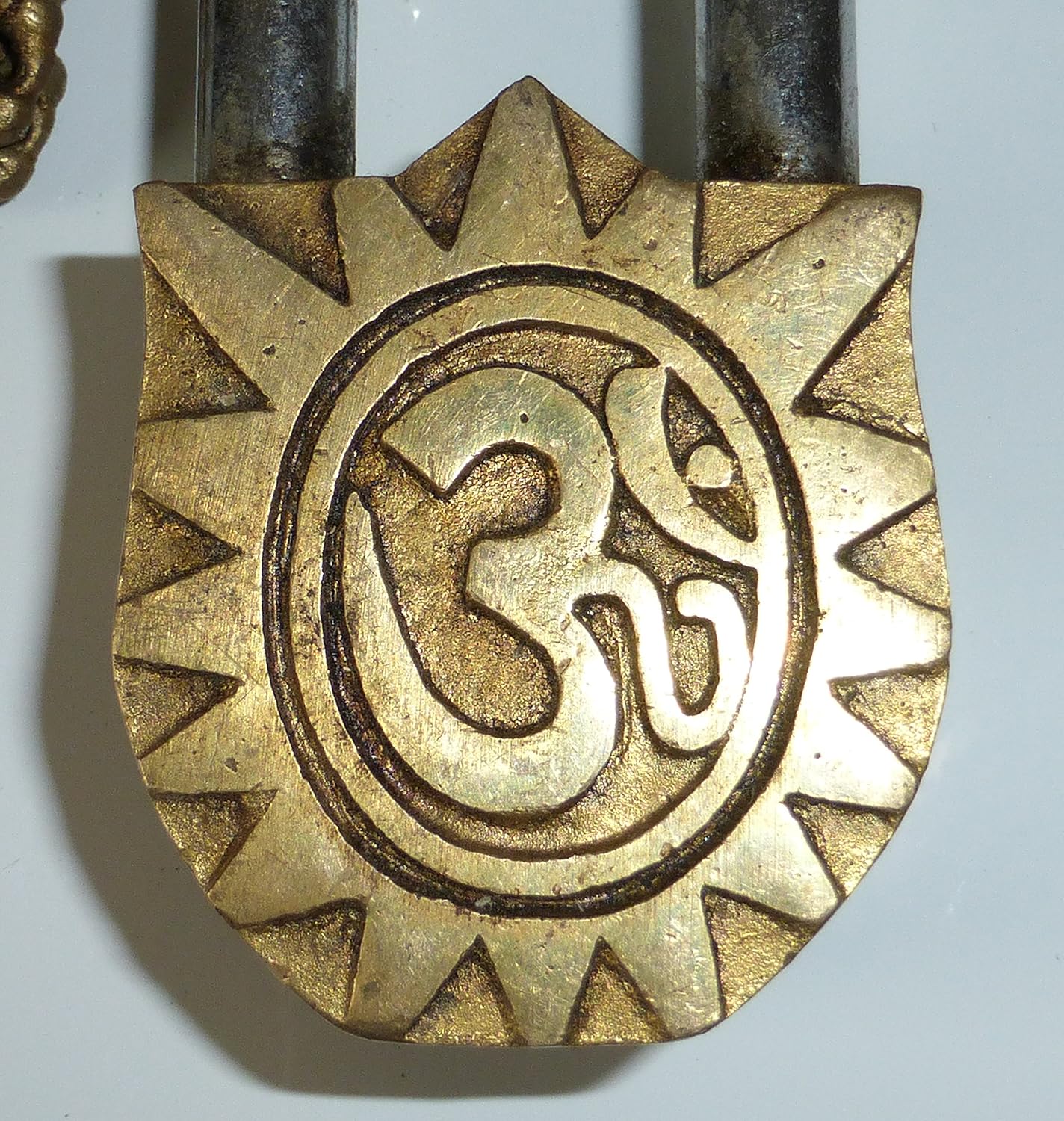 Handmade Brass Antique Lock with Maa Durga Idol - Purpledip (10006)