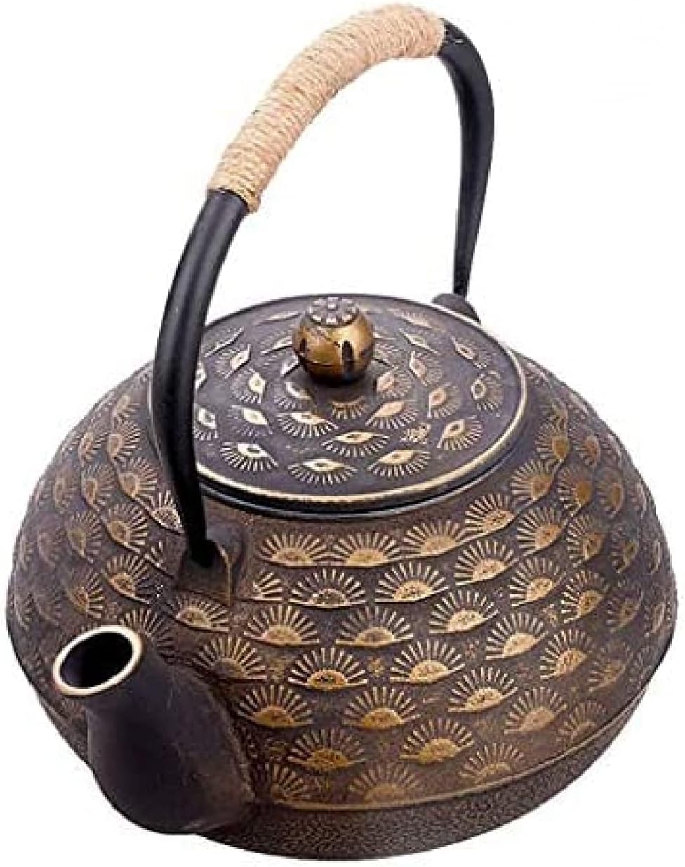 Handmade Cast Iron Teapot Set with Stainless Steel Infusion Basket - 2L Japanese Style Retro Kettle