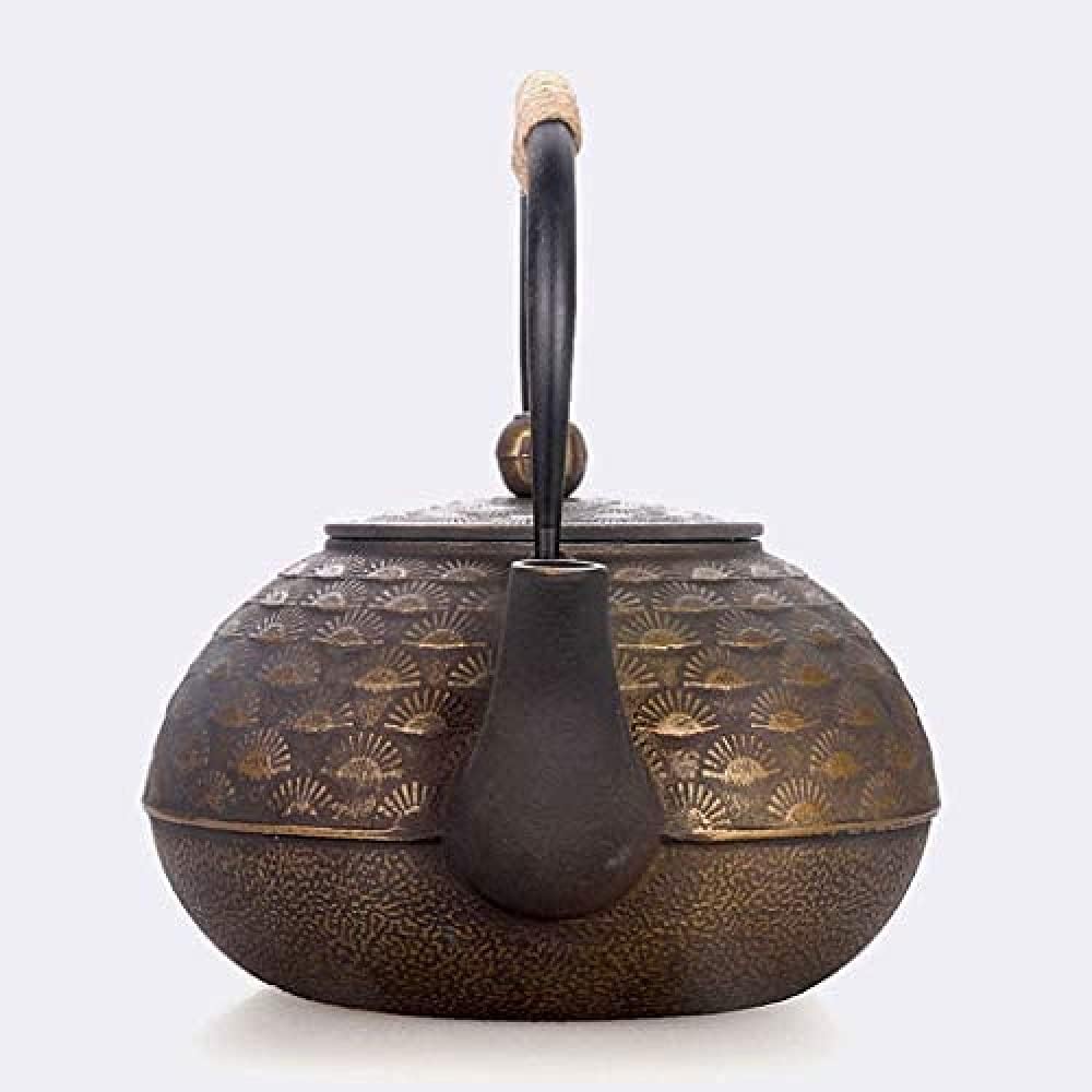 Handmade Cast Iron Teapot Set with Stainless Steel Infusion Basket - 2L Japanese Style Retro Kettle