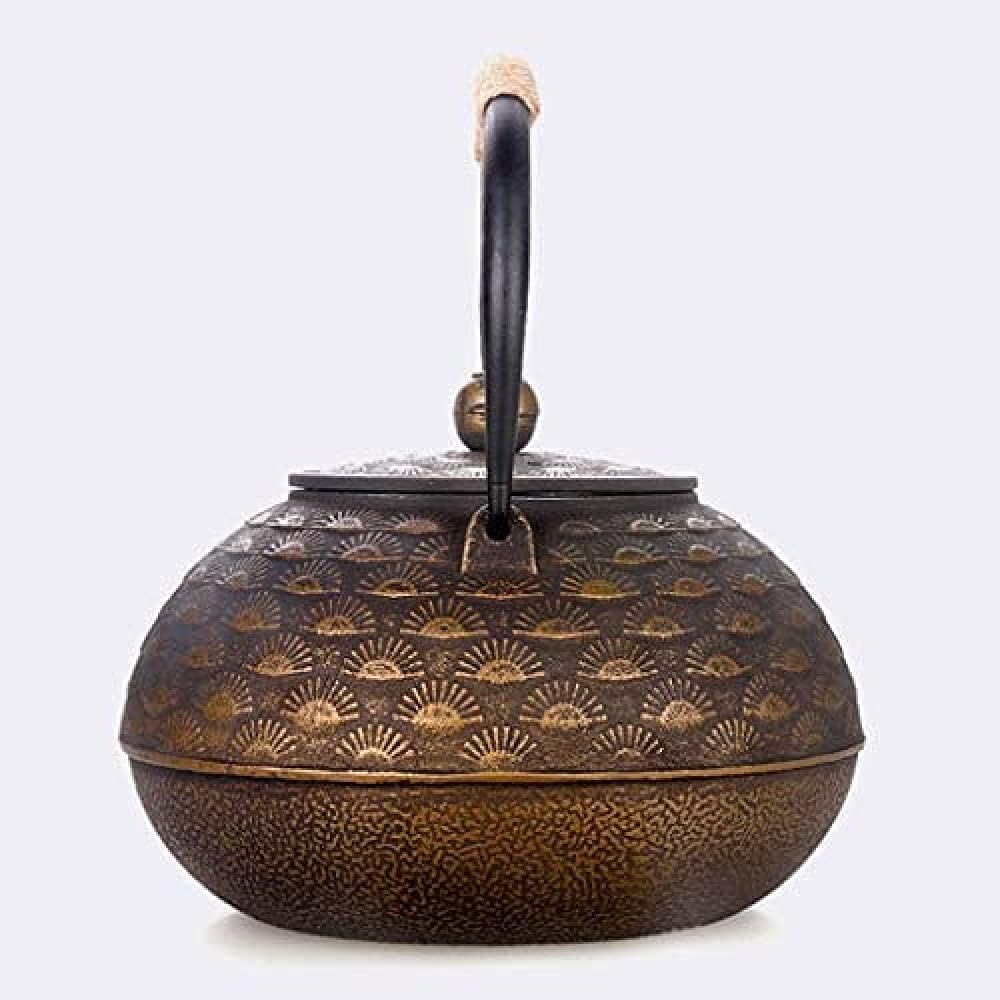 Handmade Cast Iron Teapot Set with Stainless Steel Infusion Basket - 2L Japanese Style Retro Kettle