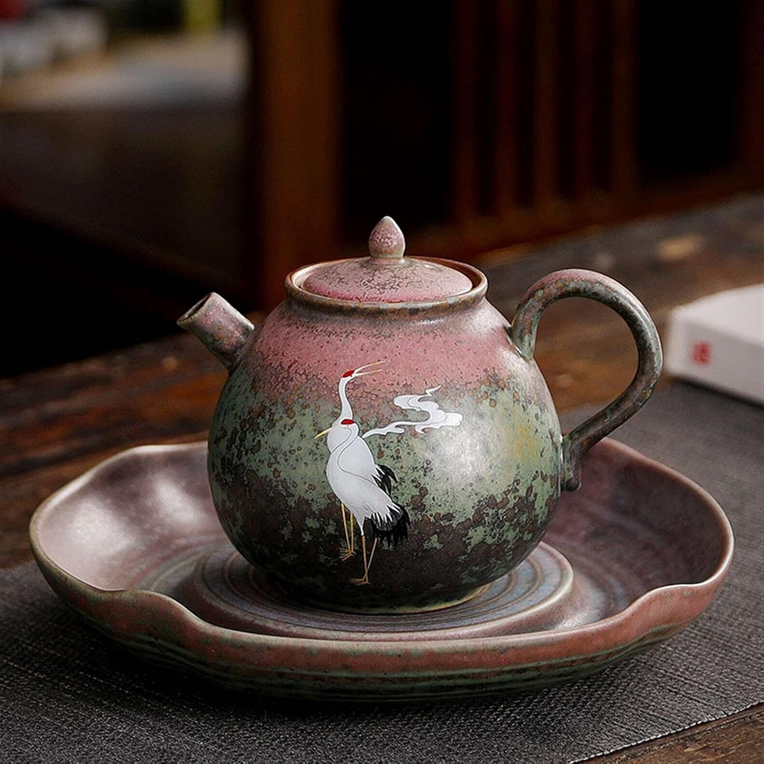Handmade Chinese Porcelain Tea Set with Oolong Tea Pot - CAOMIAN Change Ceramics Tea Kettle (Color: A)