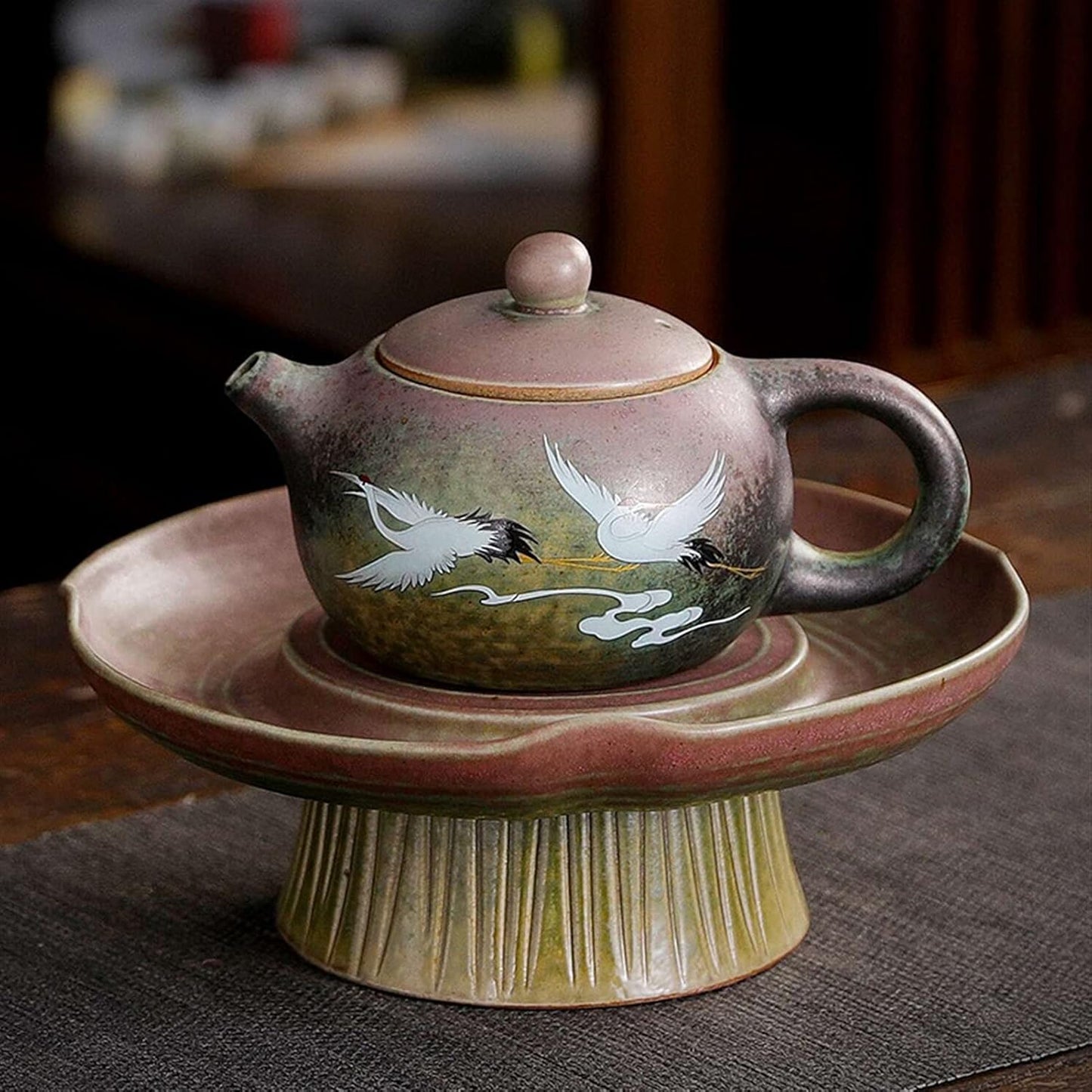 Handmade Chinese Porcelain Tea Set with Oolong Tea Pot - CAOMIAN Change Ceramics Tea Kettle (Color: A)