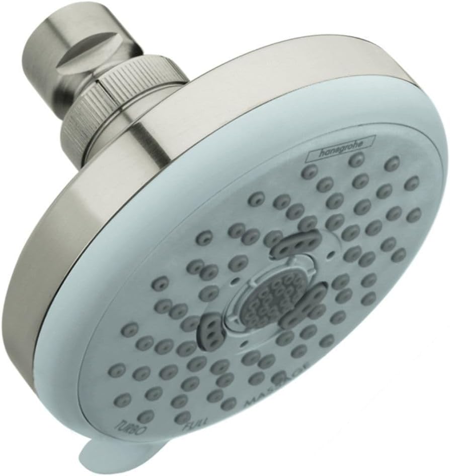 hansgrohe 100 Showerhead E with 3-Jet Functionality and 2.5 GPM Flow Rate
