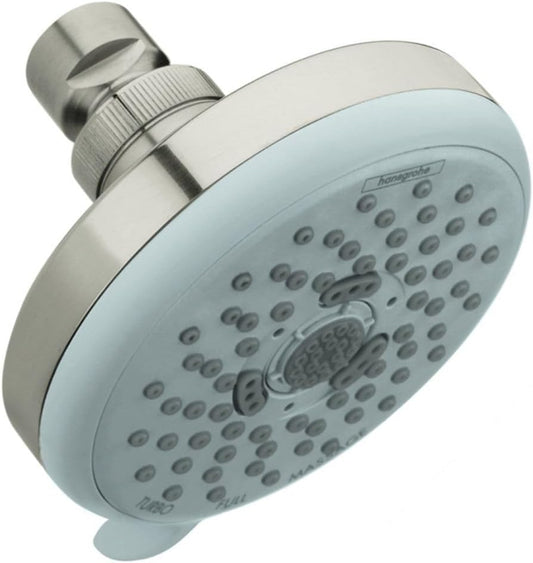 hansgrohe 100 Showerhead E with 3-Jet Functionality and 2.5 GPM Flow Rate